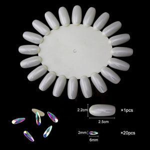 20 pcs Crystal AB Teardrop Nail Crystals Stones Drop Shape Flat Back Rhinestones For Glass 3D Nails Design Art Decorations