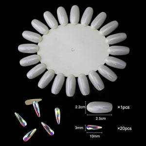20 pcs Crystal AB Teardrop Nail Crystals Stones Drop Shape Flat Back Rhinestones For Glass 3D Nails Design Art Decorations