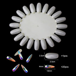 20 pcs Crystal AB Teardrop Nail Crystals Stones Drop Shape Flat Back Rhinestones For Glass 3D Nails Design Art Decorations