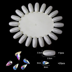 20 pcs Crystal AB Teardrop Nail Crystals Stones Drop Shape Flat Back Rhinestones For Glass 3D Nails Design Art Decorations