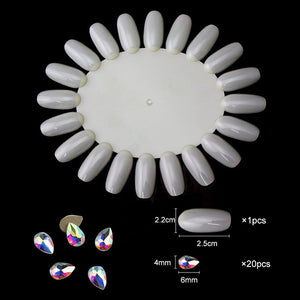 20 pcs Crystal AB Teardrop Nail Crystals Stones Drop Shape Flat Back Rhinestones For Glass 3D Nails Design Art Decorations