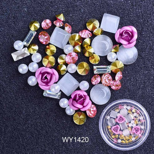 3D Nail Rhinestones Rose Jewelry Diverse DIY Gems Charming Mix Crystal Nail Art Decorations Gel Glitter Charms Nail Accessories