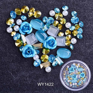 3D Nail Rhinestones Rose Jewelry Diverse DIY Gems Charming Mix Crystal Nail Art Decorations Gel Glitter Charms Nail Accessories