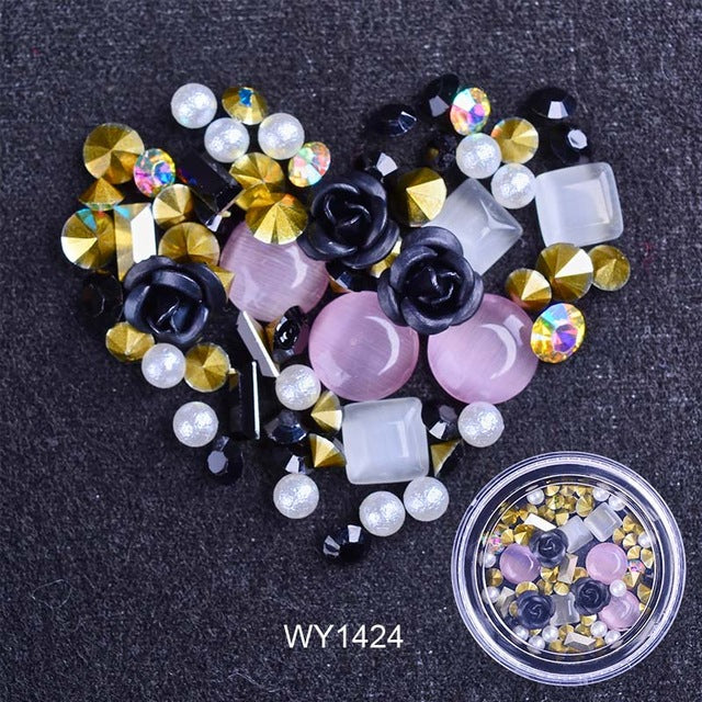 3D Nail Rhinestones Rose Jewelry Diverse DIY Gems Charming Mix Crystal Nail Art Decorations Gel Glitter Charms Nail Accessories