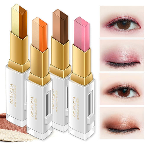 Double Color Eyeshadow Stick Stereo Gradien Shimmer Color Eye Shadow Cream Pen Eye Makeup Palette Cosmetics Smooth Makeup Pencil