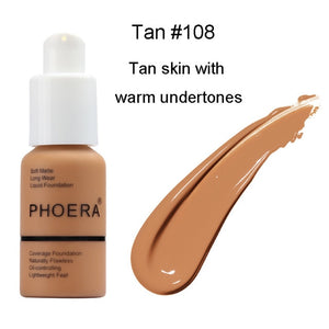 PHOERA Foundation Cream Mineral Whitening Long Wear Oil Control Concealer Liquid Foundation Soft Matte Facial Base Cream TSLM1