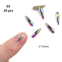 Load image into Gallery viewer, 20 pcs Crystal AB Teardrop Nail Crystals Stones Drop Shape Flat Back Rhinestones For Glass 3D Nails Design Art Decorations