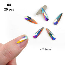 Load image into Gallery viewer, 20 pcs Crystal AB Teardrop Nail Crystals Stones Drop Shape Flat Back Rhinestones For Glass 3D Nails Design Art Decorations